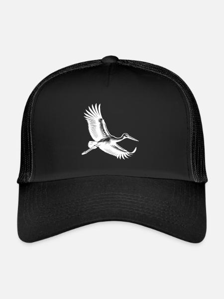 Cigogne volante dans un vol plané élégant - Casquette trucker  - noir/noir - Devant