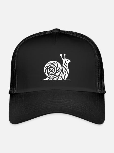 Snail with house in tribal tattoo style - Trucker Cap - black/black - Front