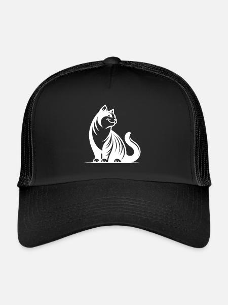 Chat domestique ronronnant câlin avec un look mignon - Casquette trucker  - noir/noir - Devant
