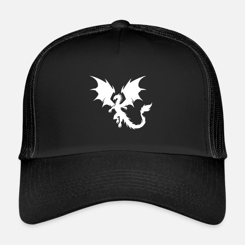 Fliegender Drache mit riesigen Schwingen - Trucker Cap - Schwarz/Schwarz