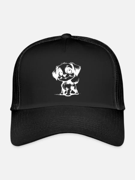 Petit chien mignon avec de grands yeux - Casquette trucker  - noir/noir - Devant