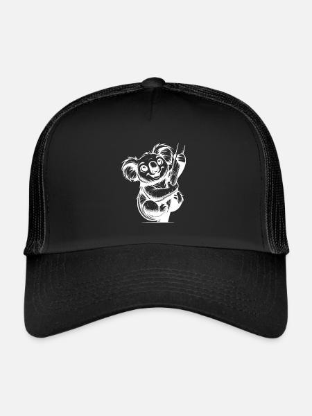 Koala crayon australien souriant pour enfants - Casquette trucker  - noir/noir - Devant