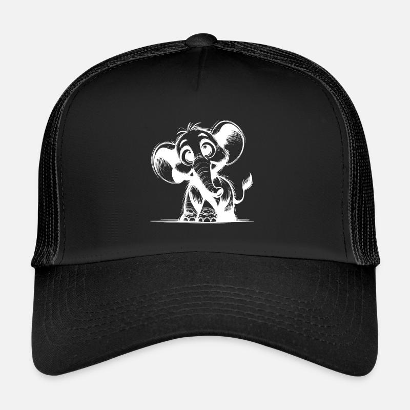 Bébé éléphant avec de grands yeux et de grandes oreilles Casquette trucker 