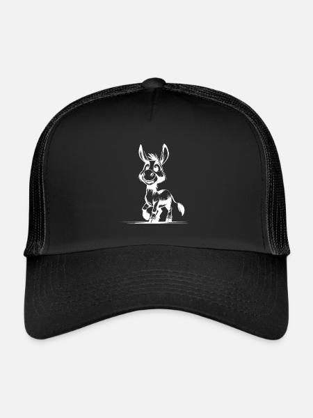 Children's Sketch Donkey Pencil Drawing - Trucker Cap - black/black - Front
