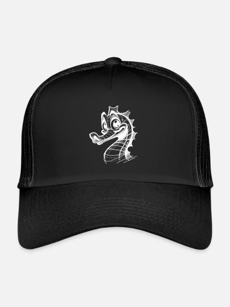 Mignon Enfants Hippocampe Crayon Dessin Brut - Casquette trucker  - noir/noir - Devant