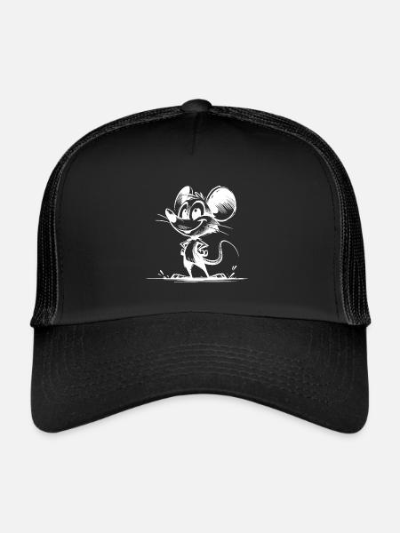 Baby Mouse Kids Pencil Sketch - Trucker Cap - black/black - Front