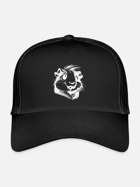 Cochon d’Inde Bébé Portrait Croquis - Casquette trucker  - noir/noir - Devant