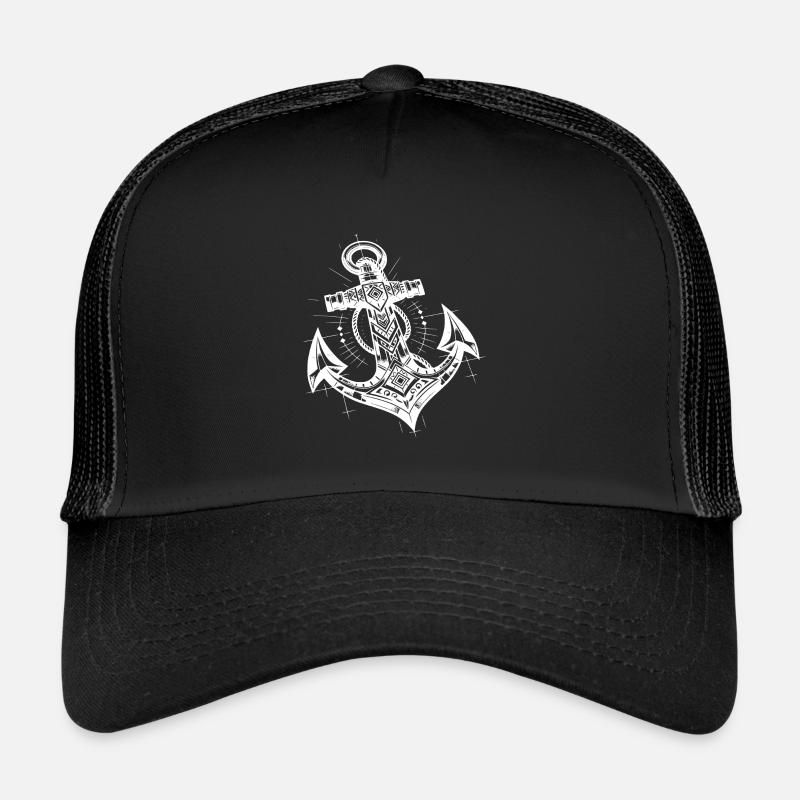 Ancre astucieuse dans un style de tatouage élégant Casquette trucker 