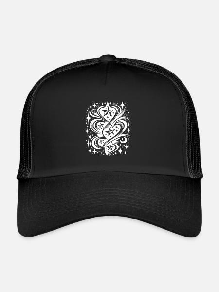 Composition de tatouage d’étoiles et de cœurs - Casquette trucker  - noir/noir - Devant