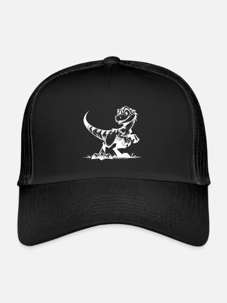 Snappy Raptor Dinosaur Fun Sketch - Trucker Cap - black/black - Front