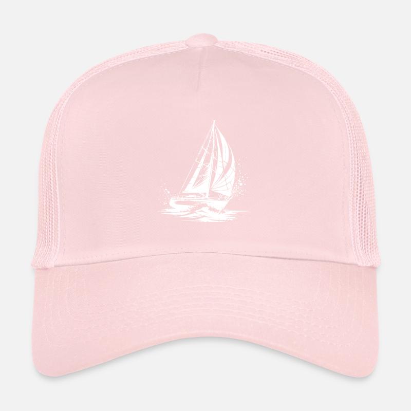 Voilier élégant sous voile éclaboussures houle Casquette trucker 