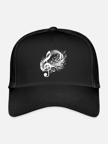 Les notes de musique tourbillonnent avec la clé - Casquette trucker  - noir/noir - Devant