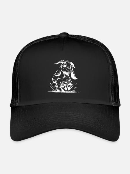 Bébé chèvre sautillant chèvre crayon croquis - Casquette trucker  - noir/noir - Devant