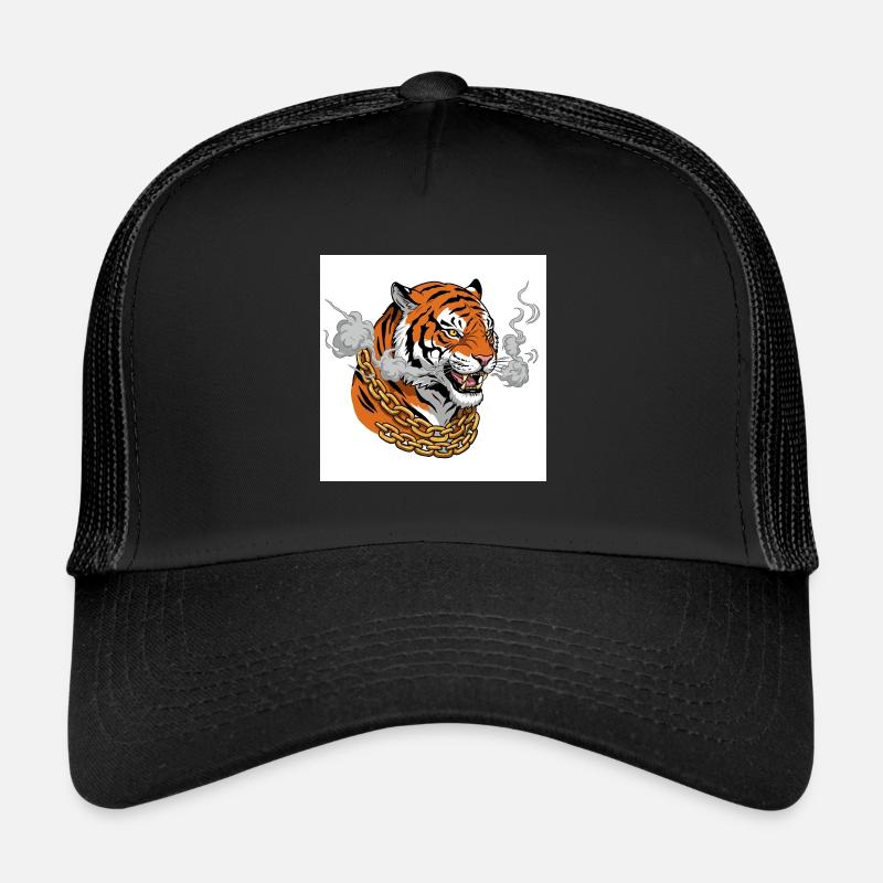 Smoking Tiger with Gold Chain - Comic Vibes Trucker Cap