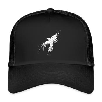 Rabe abstrakte Zeichnung - Trucker Cap - Schwarz/Schwarz - Vorne