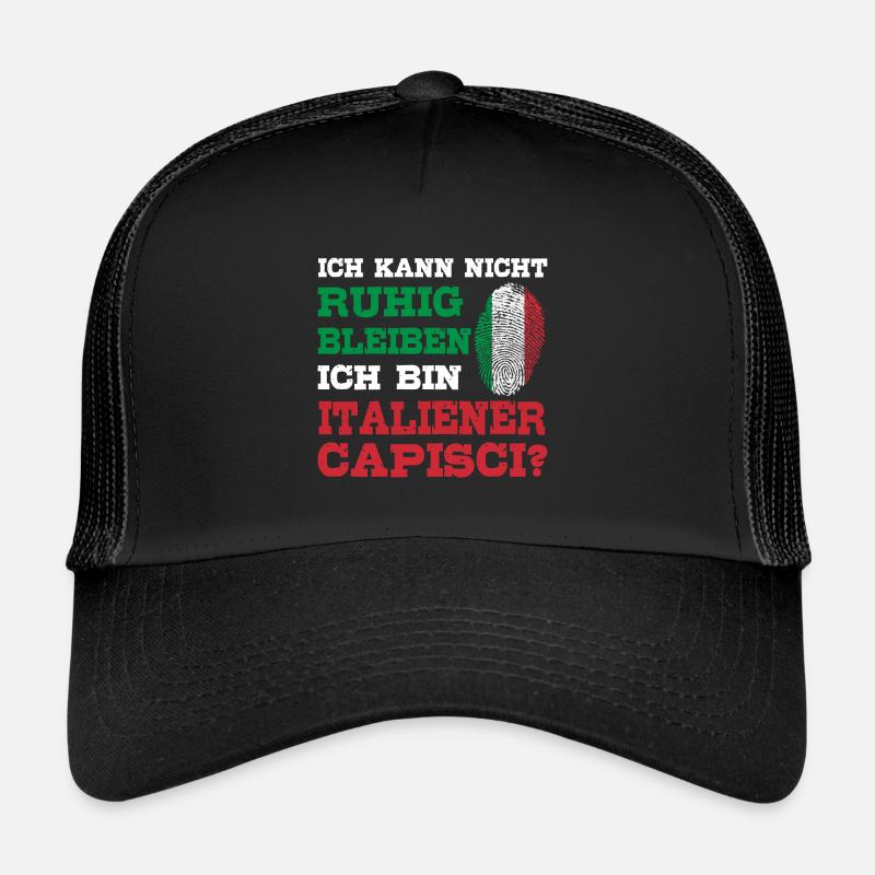 Typisch Italiener Italien Geste Capisci - Trucker Cap - Schwarz/Schwarz