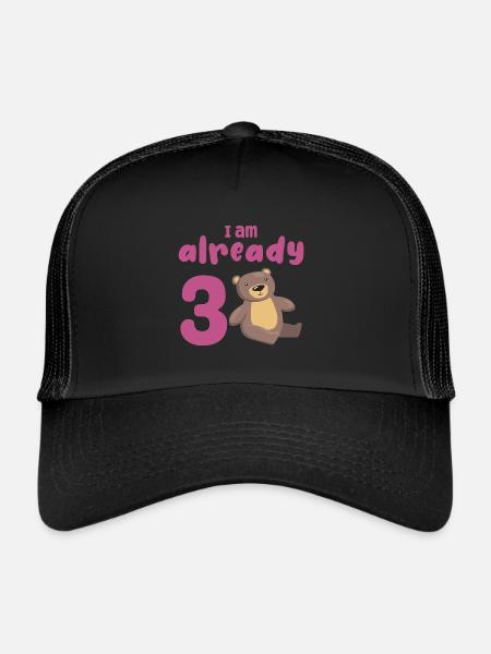 J’ai 3 ans, 3ème anniversaire ou cadeau - Casquette trucker  - noir/noir - Devant