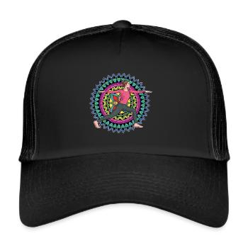 Spiritueller Yogi Geschenk Buntes Mandala Yoga - Trucker Cap - Schwarz/Schwarz - Vorne