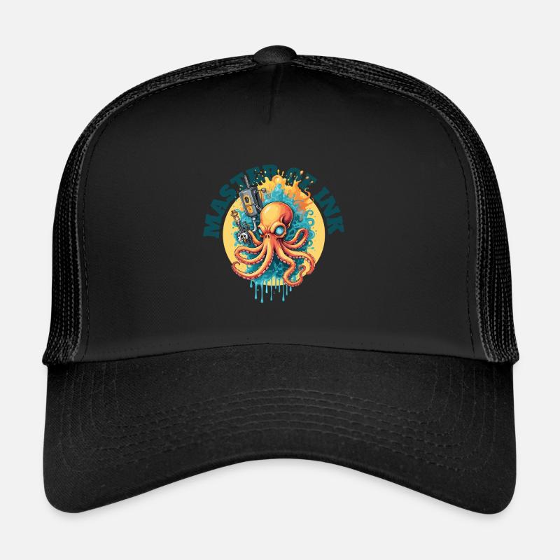 Octopus Master of Ink - Trucker Cap - Schwarz/Schwarz