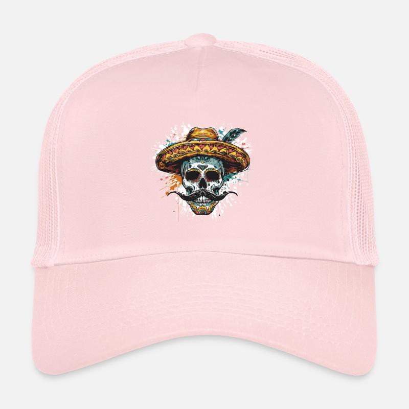Crâne Mexicain Sombrero Casquette trucker 