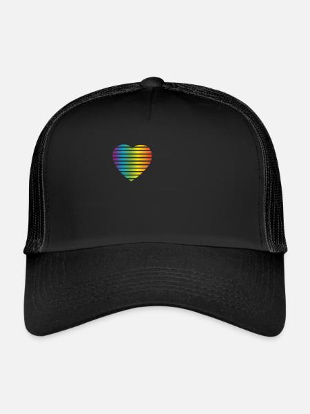 00504 LGTBI heart rainbow - Trucker Cap - black/black - Front
