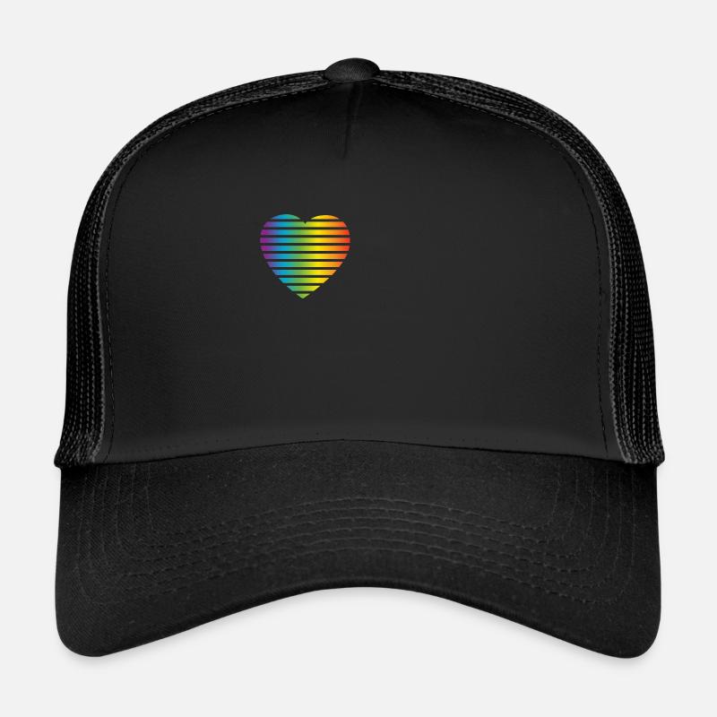 00504 LGTBI Herz Regenbogen - Trucker Cap - Schwarz/Schwarz