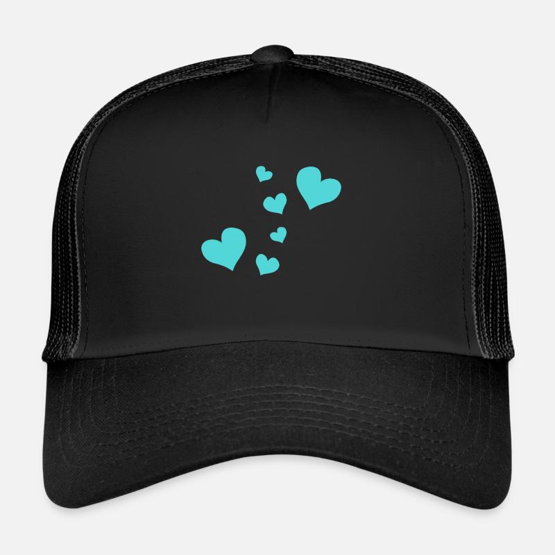 blaue Herzen Muster rot Symbol liebe Trucker Cap