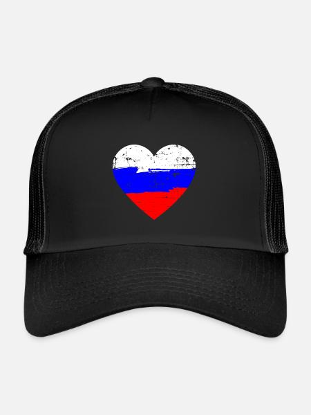 Drapeau du cœur de la Russie - Casquette trucker  - noir/noir - Devant