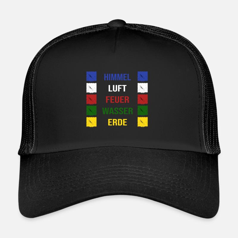 Bergwandern Nepal Gebetsfahne Elemente Tibet - Trucker Cap - Schwarz/Schwarz