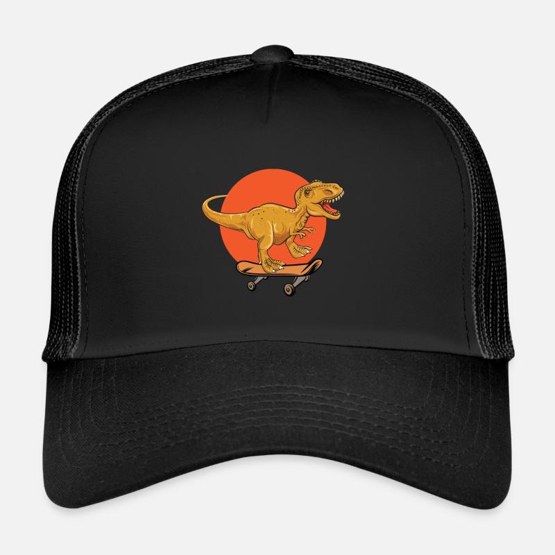 T-Rex Dinosaurier Trex Dino Skateboard - Trucker Cap - Schwarz/Schwarz