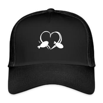 fische tierschützer herz - Trucker Cap - Schwarz/Schwarz - Vorne