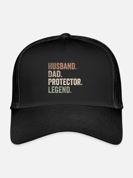 Husband Dad Protector Legend - Father's Day Gift - Casquette trucker  - noir/noir - Devant