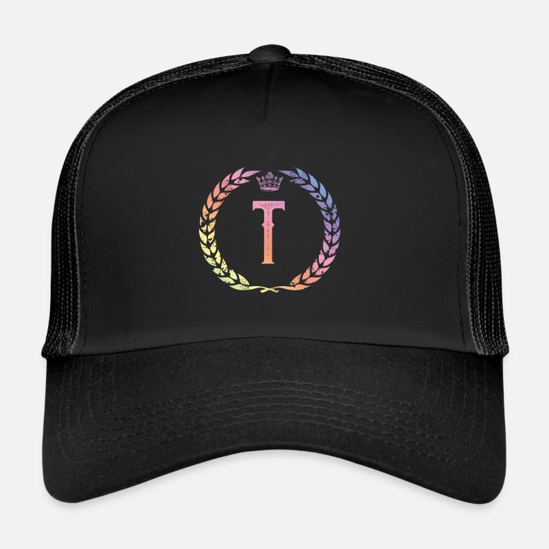 T Buchstabe Kranz - Trucker Cap - Schwarz/Schwarz