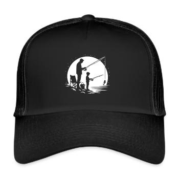 Fishing together with dad and child - Trucker Cap - black/black - Front