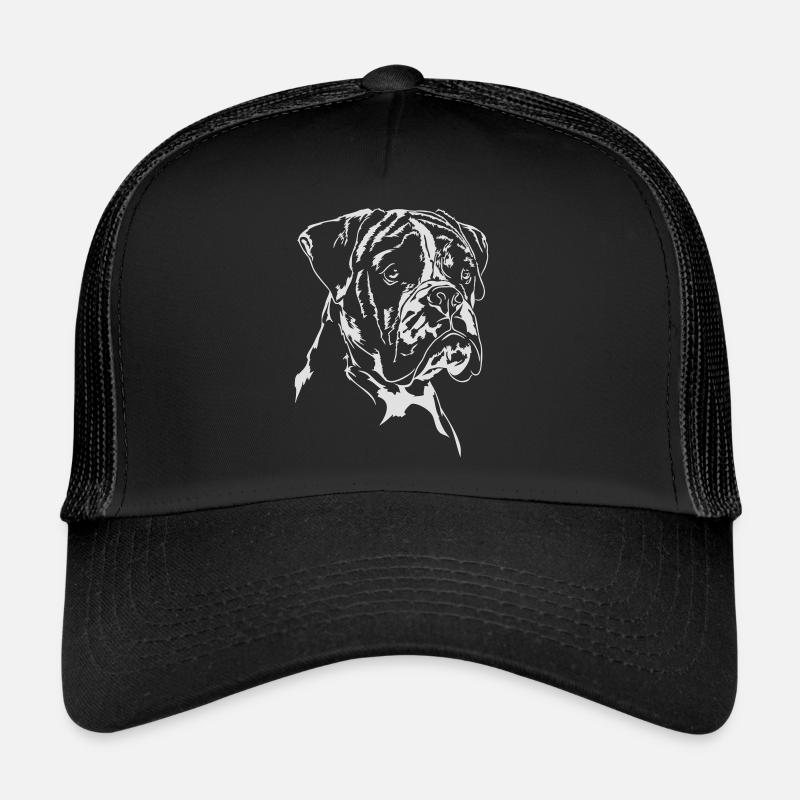 BOXER Portrait Hunde Hund Wilsigns - Trucker Cap - Schwarz/Schwarz
