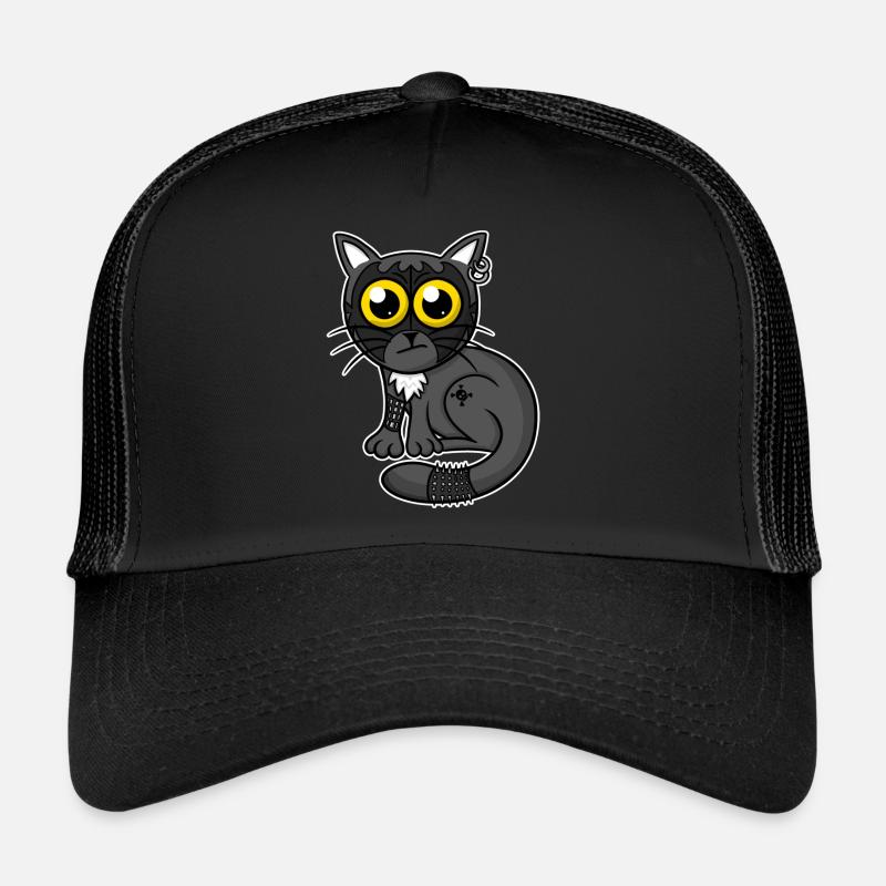 Heavy Metal Katze - Trucker Cap - Schwarz/Schwarz