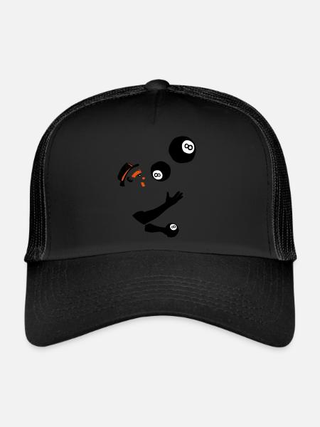 jongleur boule billard 8 - Casquette trucker  - noir/noir - Devant