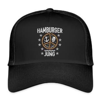 98 Hamburger Jung Peace Anker Seil - Trucker Cap - Schwarz/Schwarz - Vorne