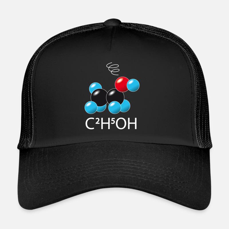 c2 h5 oh (on dark tshirts) Trucker Cap