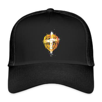 God Church Christian Gift Lion - Trucker Cap - black/black - Front