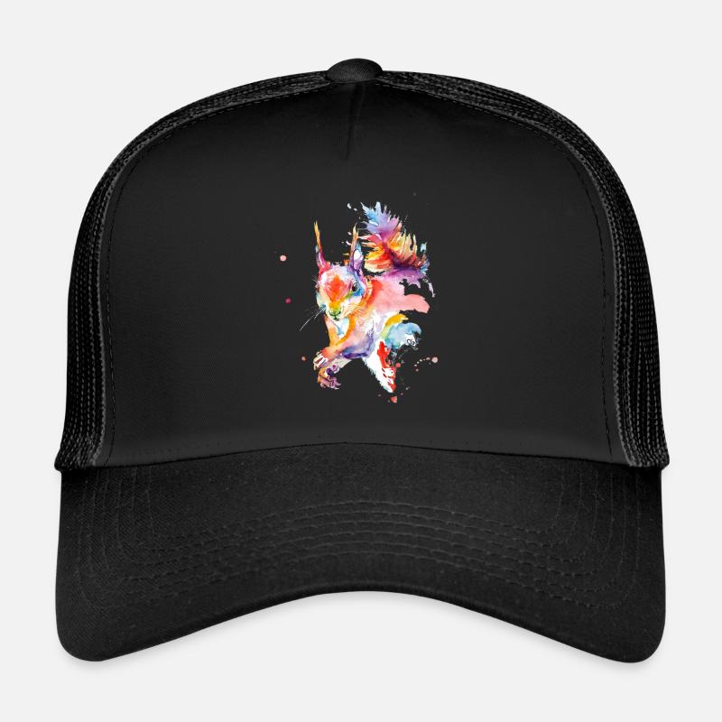 Aquarelle colorée écureuil Casquette trucker 