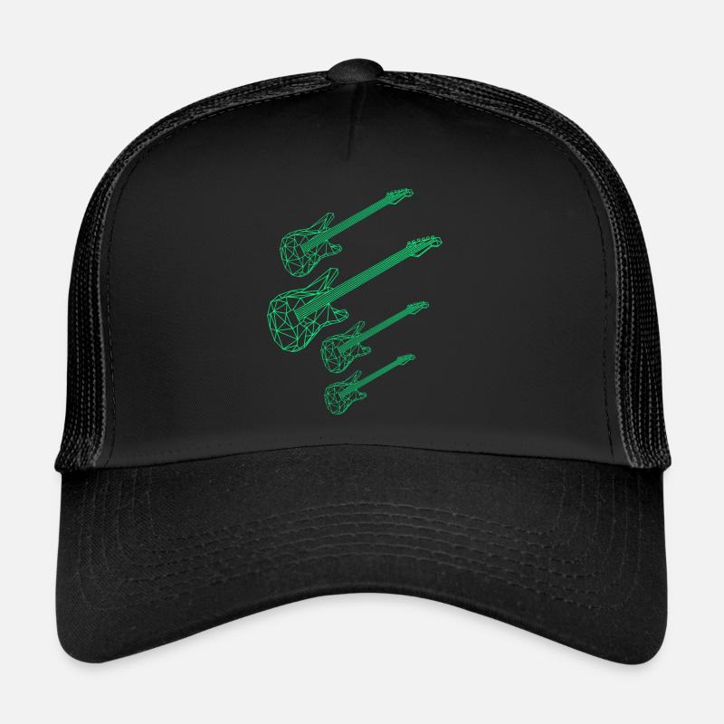 Guitar polygon line light green four Trucker Cap