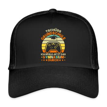 Schulkind Gymnasium Einschulung Geschenk - Trucker Cap - Schwarz/Schwarz - Vorne