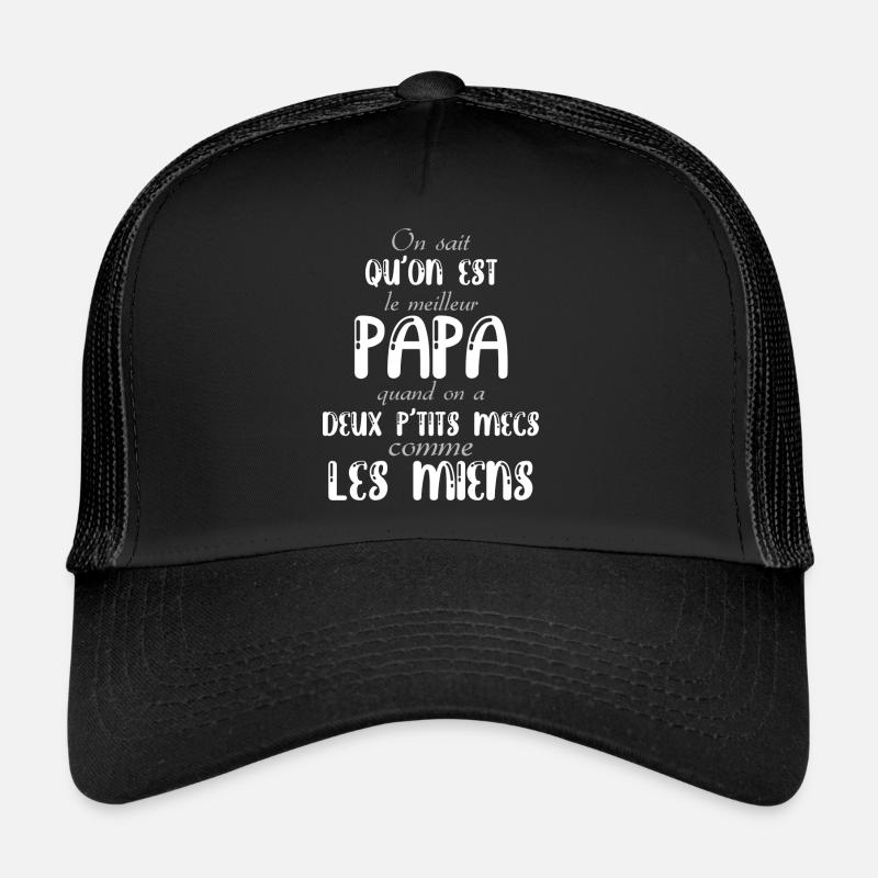 Meilleur papa avec deux petits mecs - Casquette trucker  - noir/noir
