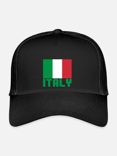 Italie - Casquette trucker  - noir/noir - Devant