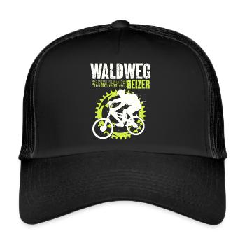 Waldweg Heizer MTB Mountainbike Mountainbiker - Trucker Cap - Schwarz/Schwarz - Vorne