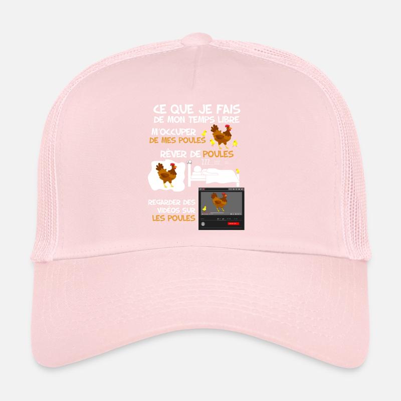 Les Poules et mon temps libre. Humour volaille Casquette trucker 