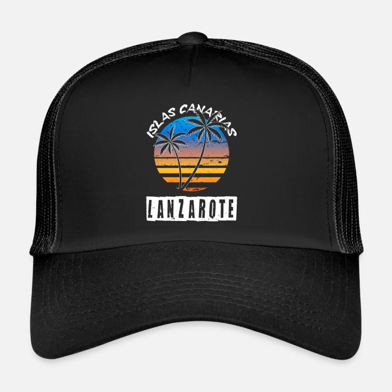 Lanzarote Summer Sun Beach Sea Palm Trees - Trucker Cap - black/black