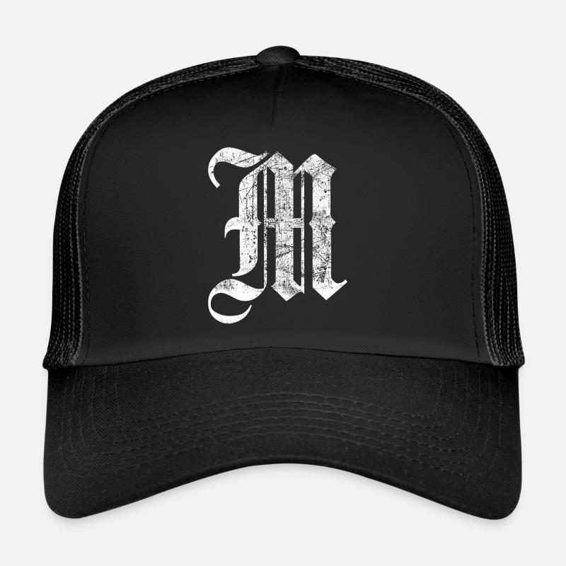 T-Shirt-Alphabet Initiale M - Trucker Cap - Schwarz/Schwarz