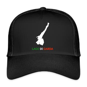 Gardasee Lago Di Garda Urlaub Geschenk - Trucker Cap - Schwarz/Schwarz - Vorne